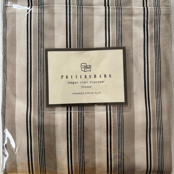 Pottery Barn Other - Pottery Barn Veranda Stripe Megan Chair Slipcover in Black and Tan 2 covers